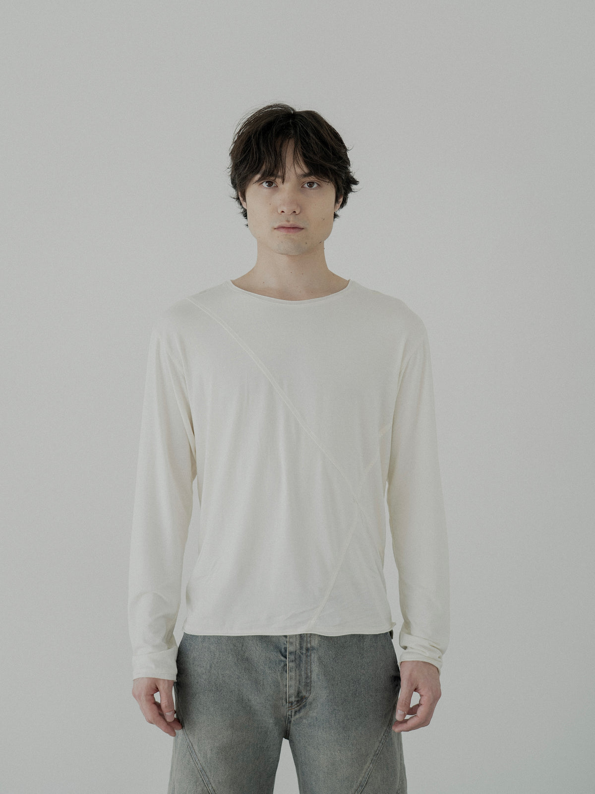 Cross Line Long Sleeve Tee 【Off white】