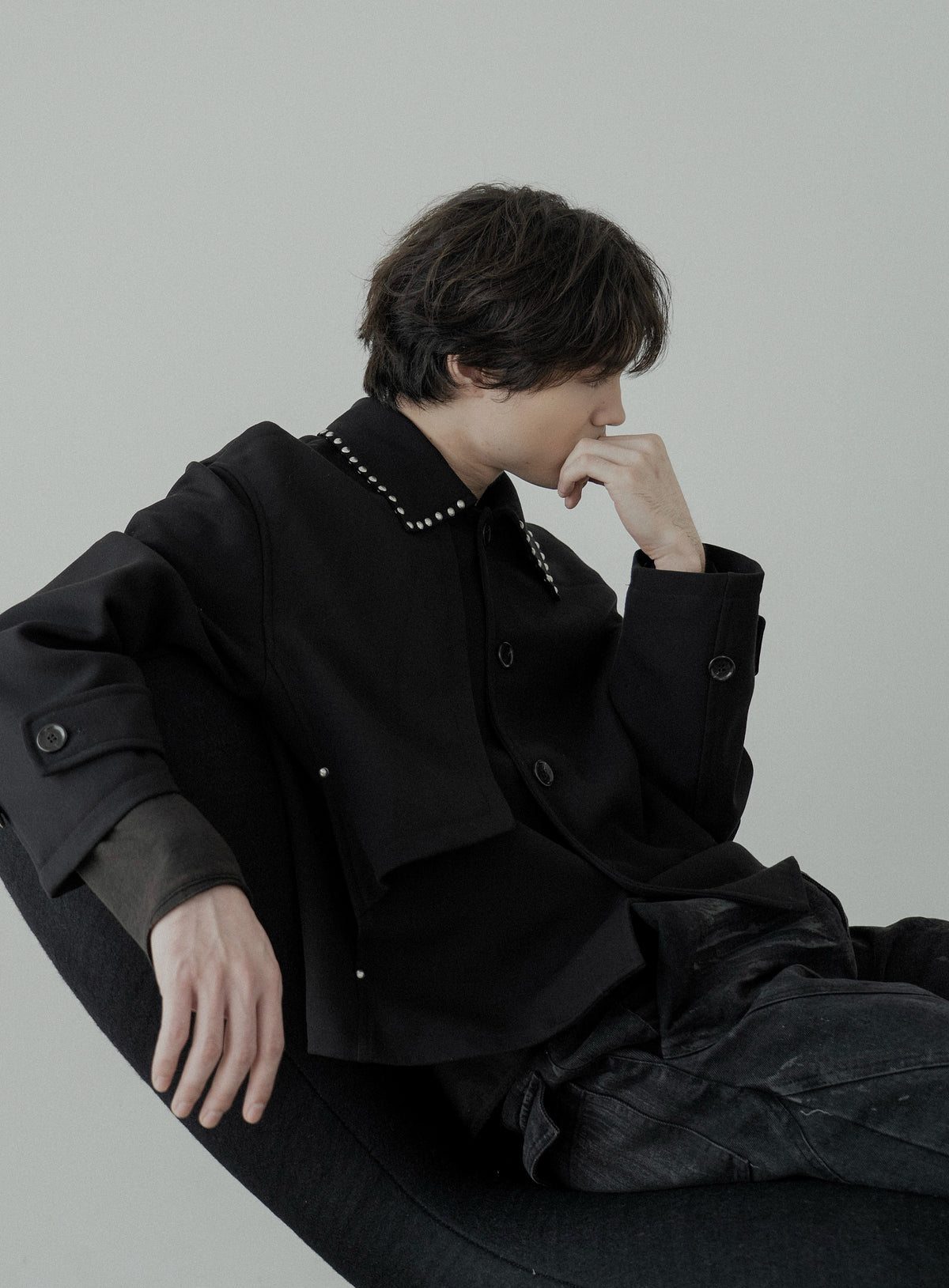 Studded Collar Jacket 【Black】【PRE-ORDER】