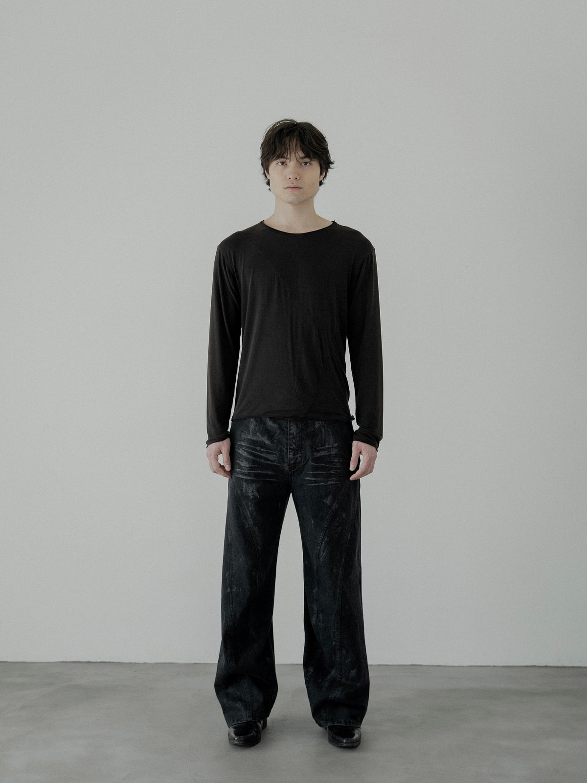 Cross Line Long Sleeve Tee 【Black】【PRE-ORDER】