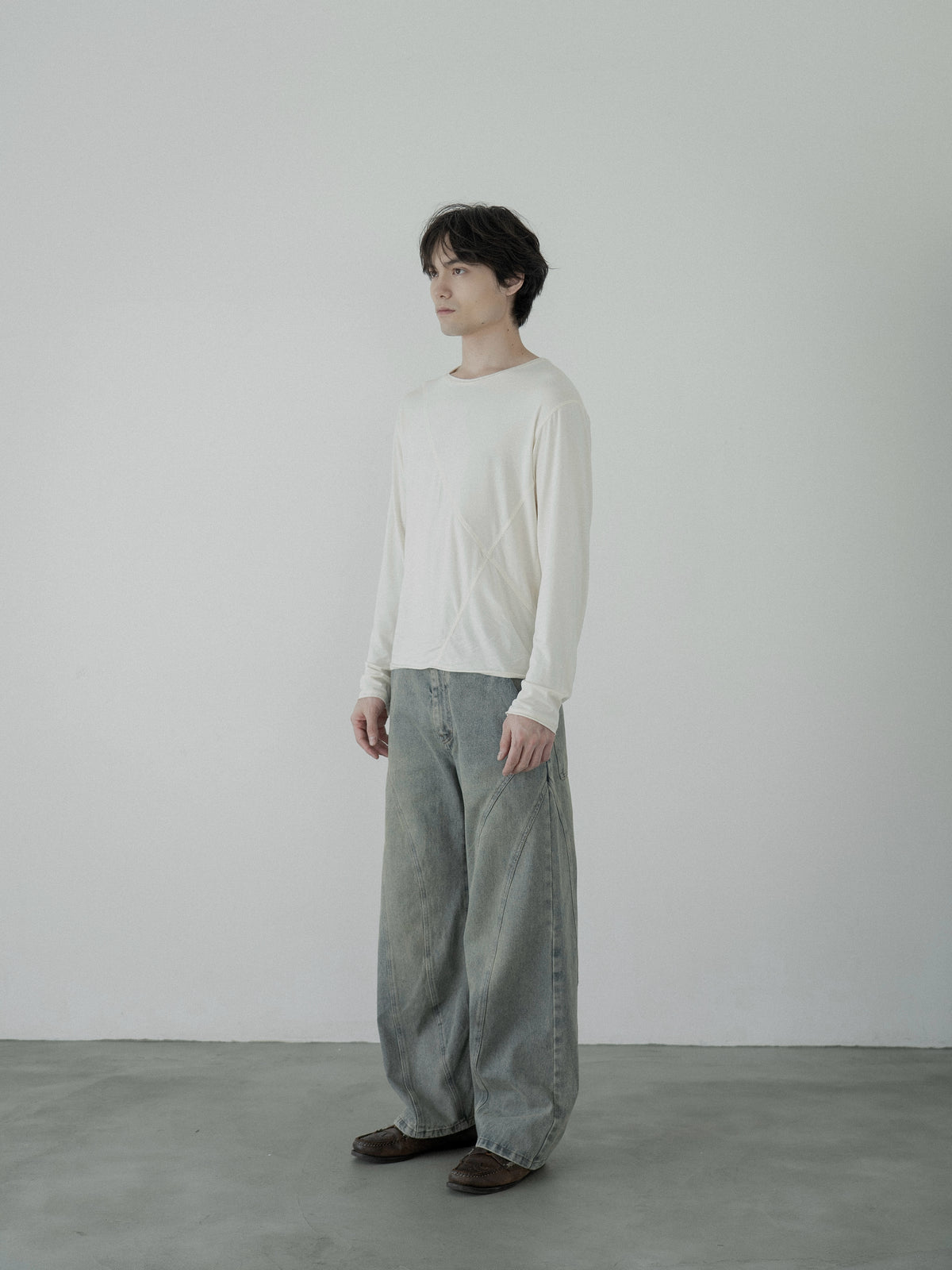 Cross Line Long Sleeve Tee 【Off white】