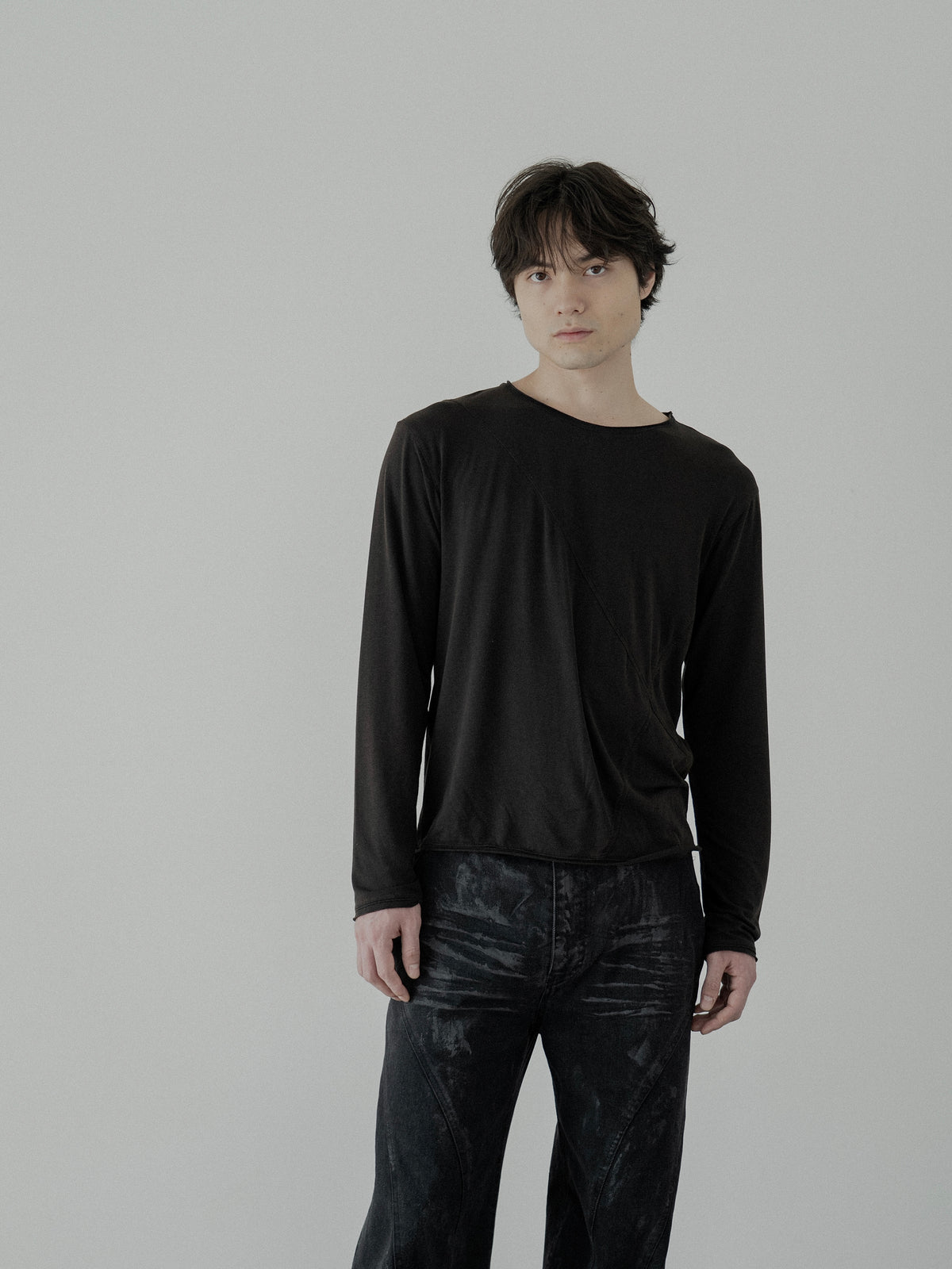 Cross Line Long Sleeve Tee 【Black】【PRE-ORDER】
