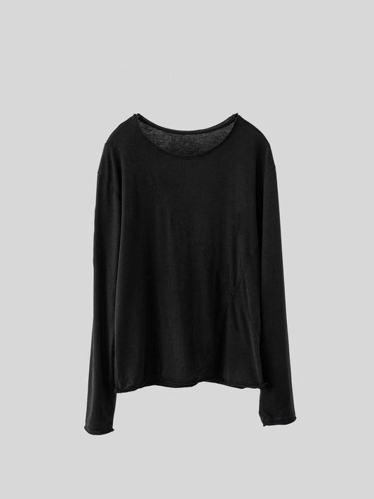Cross Line Long Sleeve Tee 【Black】