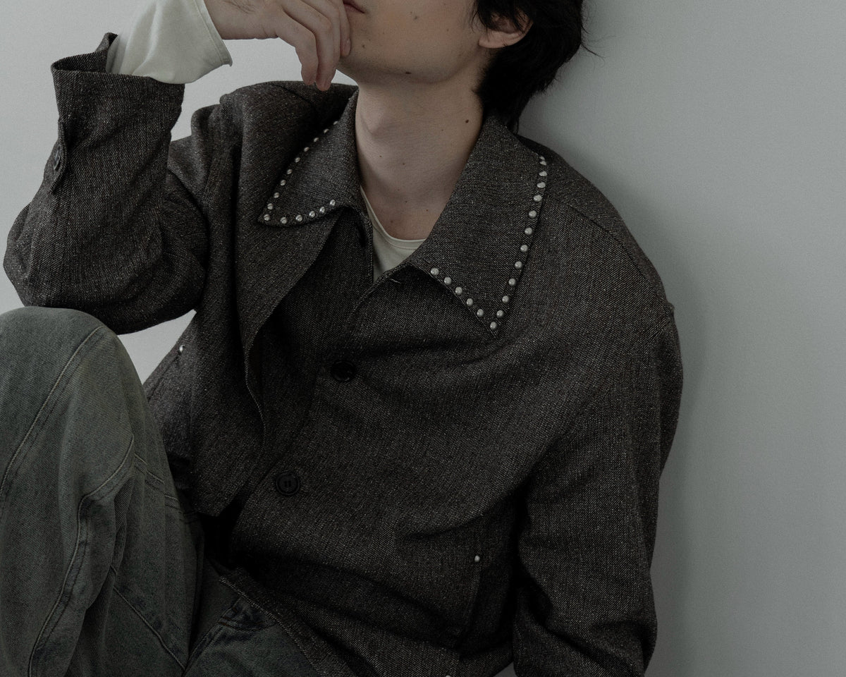Studded Collar Jacket 【Brown】【PRE-ORDER】