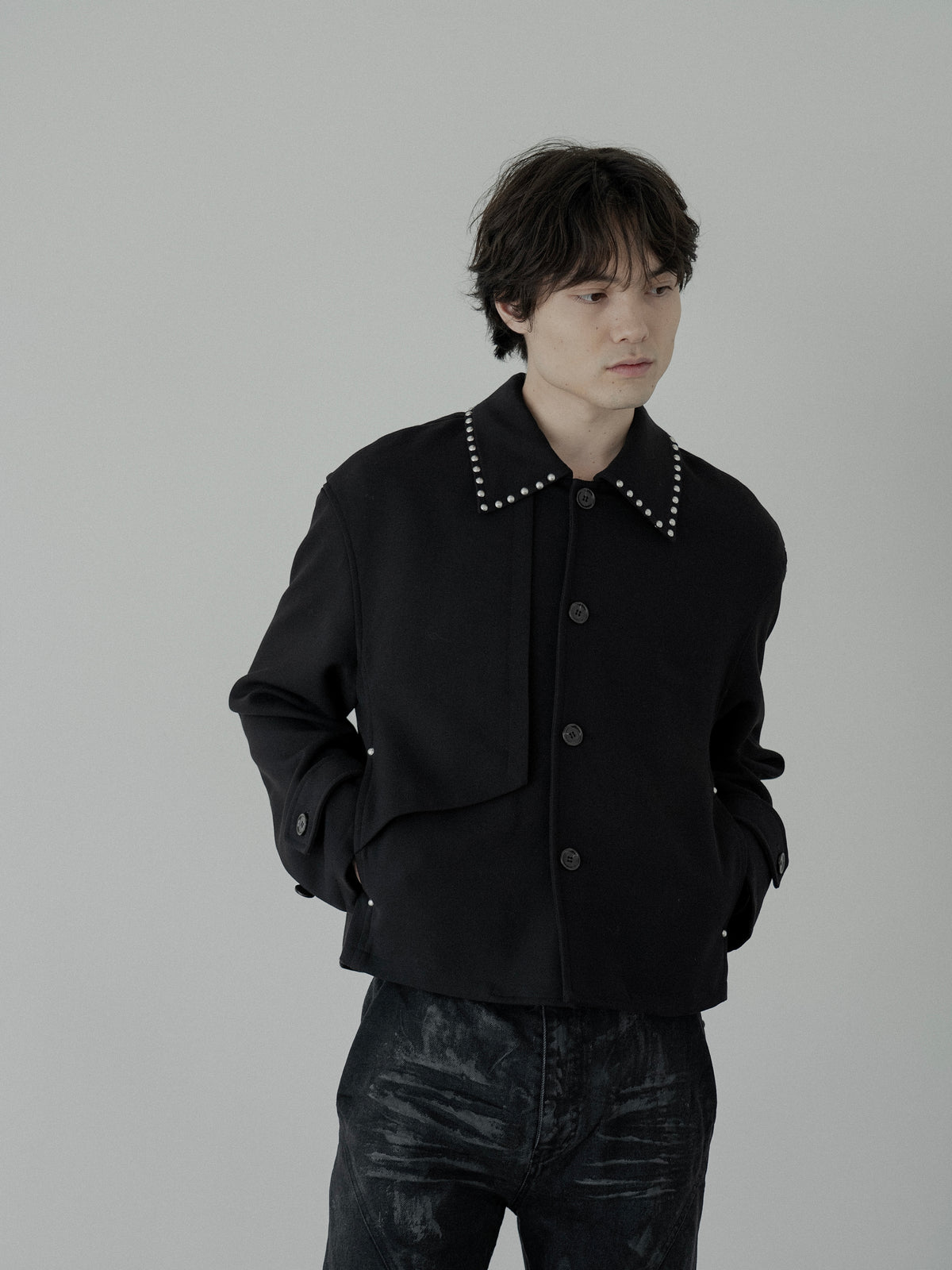 Studded Collar Jacket 【Black】【PRE-ORDER】
