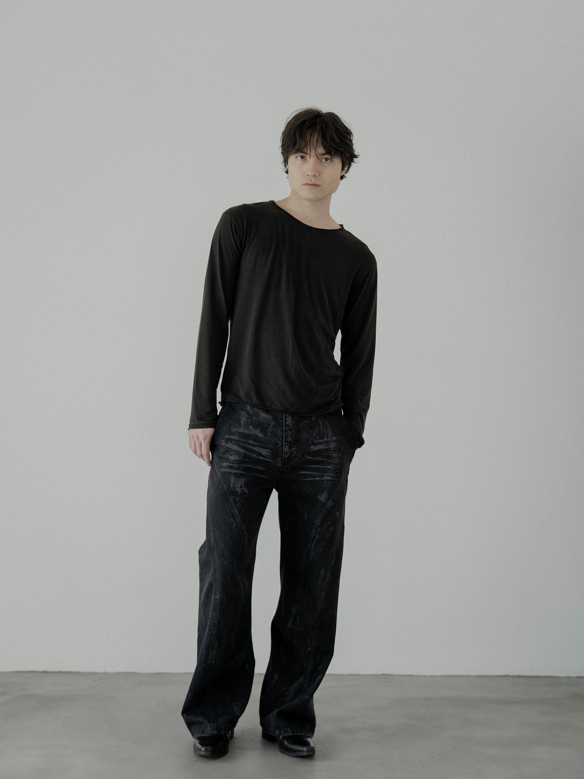 Cross Line Long Sleeve Tee 【Black】【PRE-ORDER】