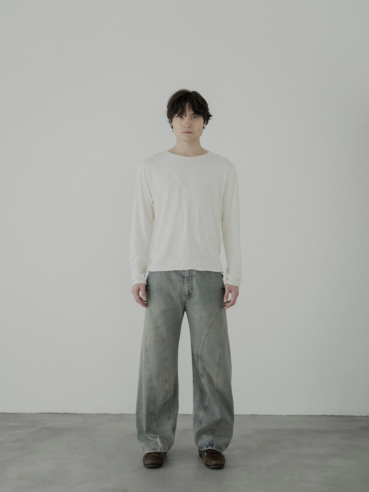 Cross Line Long Sleeve Tee 【Off white】